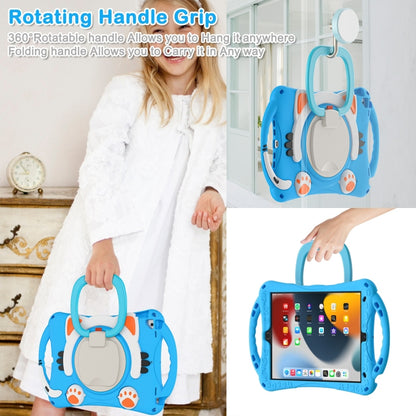 Cute Cat King Kids Shockproof Silicone Tablet Case with Holder & Shoulder Strap & Handle For iPad 10.2 2019 / 2020 / 2021 / Pro 10.5(Light Blue) by bashfashion