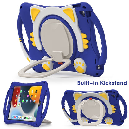 Cute Cat King Kids Shockproof Silicone Tablet Case with Holder & Shoulder Strap & Handle For iPad 10.2 2019 / 2020 / 2021 / Pro 10.5(Dark Blue) by bashfashion