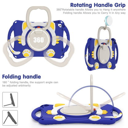 Cute Cat King Kids Shockproof Silicone Tablet Case with Holder & Shoulder Strap & Handle For iPad 10.2 2019 / 2020 / 2021 / Pro 10.5(Dark Blue) by bashfashion