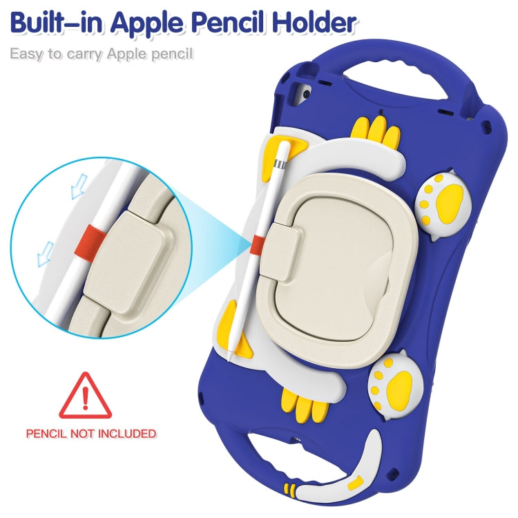 Cute Cat King Kids Shockproof Silicone Tablet Case with Holder & Shoulder Strap & Handle For iPad 10.2 2019 / 2020 / 2021 / Pro 10.5(Dark Blue) by bashfashion