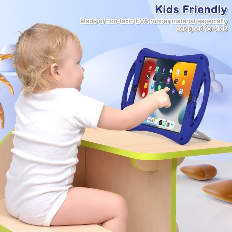 Cute Cat King Kids Shockproof Silicone Tablet Case with Holder & Shoulder Strap & Handle For iPad 10.2 2019 / 2020 / 2021 / Pro 10.5(Dark Blue) by bashfashion