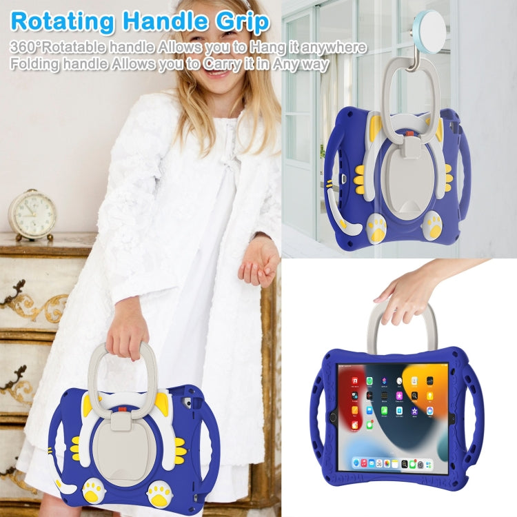 Cute Cat King Kids Shockproof Silicone Tablet Case with Holder & Shoulder Strap & Handle For iPad 10.2 2019 / 2020 / 2021 / Pro 10.5(Dark Blue) by bashfashion