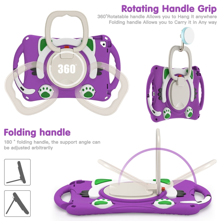 Cute Cat King Kids Shockproof Silicone Tablet Case with Holder & Shoulder Strap & Handle For iPad 10.2 2019 / 2020 / 2021 / Pro 10.5(Purple) by bashfashion