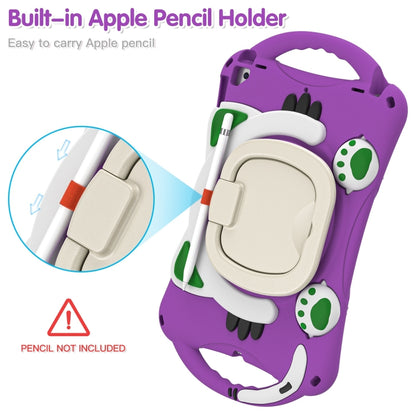 Cute Cat King Kids Shockproof Silicone Tablet Case with Holder & Shoulder Strap & Handle For iPad 10.2 2019 / 2020 / 2021 / Pro 10.5(Purple) by bashfashion