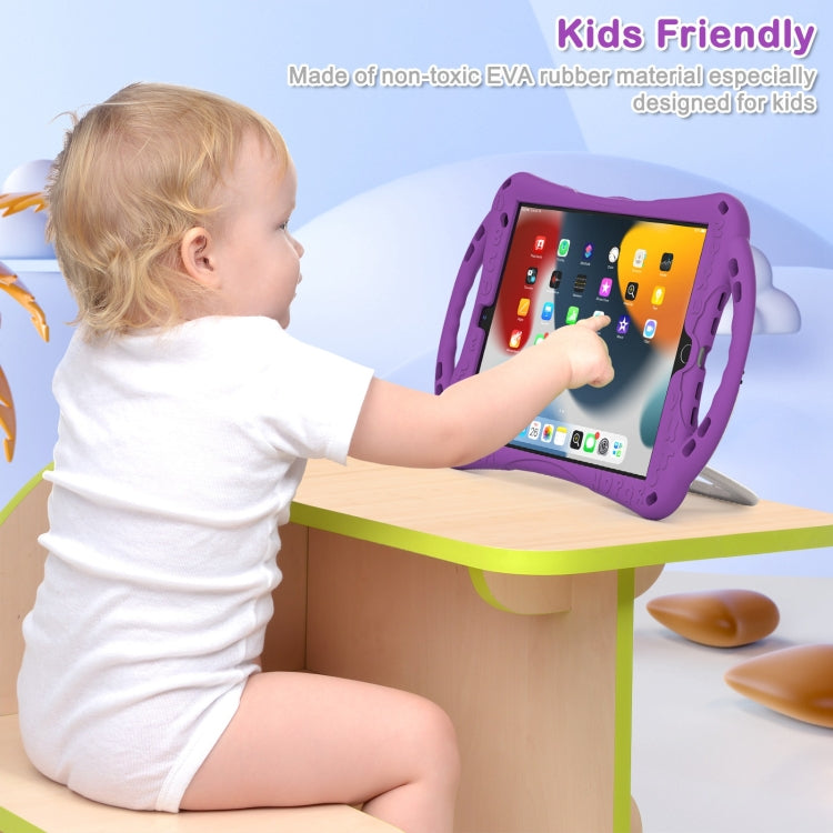 Cute Cat King Kids Shockproof Silicone Tablet Case with Holder & Shoulder Strap & Handle For iPad 10.2 2019 / 2020 / 2021 / Pro 10.5(Purple) by bashfashion