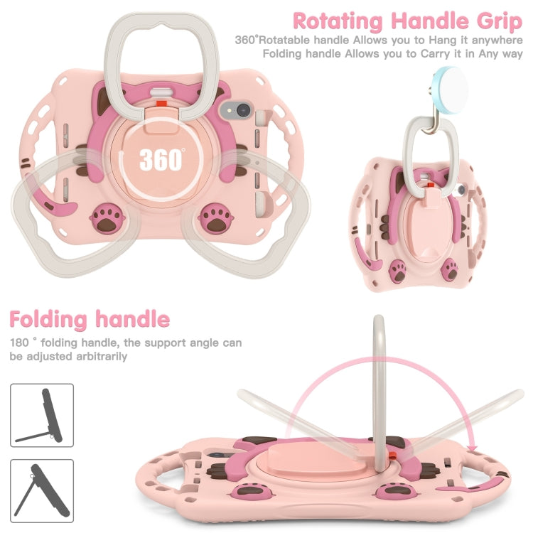 For iPad mini 6 / mini 2024 Cute Cat King Kids Shockproof Silicone Tablet Case with Holder & Shoulder Strap & Handle(Pink) by bashfashion