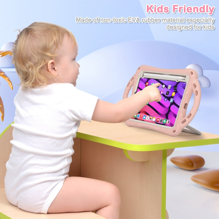 For iPad mini 6 / mini 2024 Cute Cat King Kids Shockproof Silicone Tablet Case with Holder & Shoulder Strap & Handle(Pink) by bashfashion
