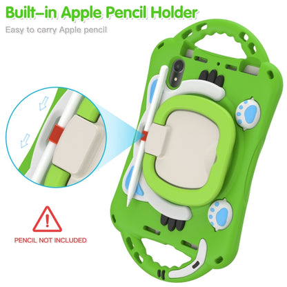 For iPad mini 6 / mini 2024 Cute Cat King Kids Shockproof Silicone Tablet Case with Holder & Shoulder Strap & Handle(Green) by bashfashion