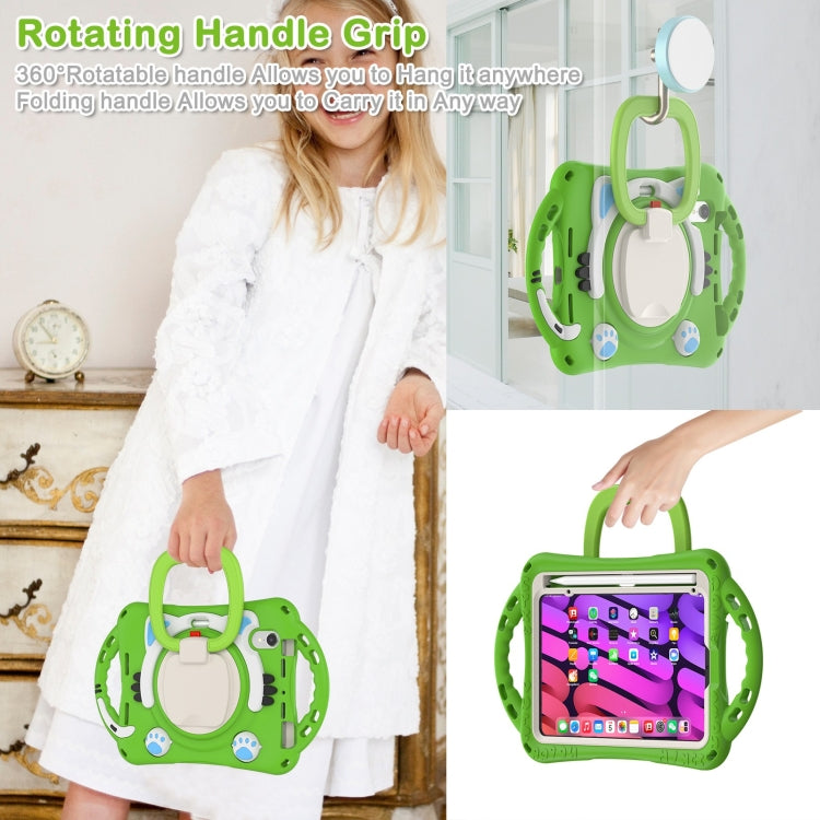 For iPad mini 6 / mini 2024 Cute Cat King Kids Shockproof Silicone Tablet Case with Holder & Shoulder Strap & Handle(Green) by bashfashion