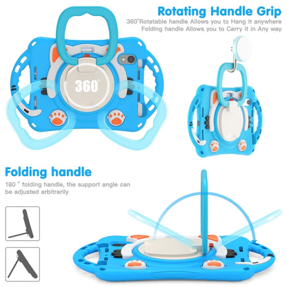 For iPad mini 6 / mini 2024 Cute Cat King Kids Shockproof Silicone Tablet Case with Holder & Shoulder Strap & Handle(Light Blue) by bashfashion