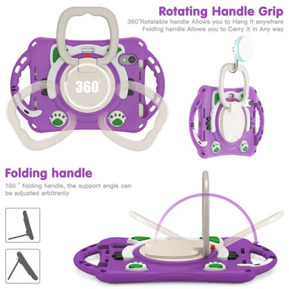 For iPad mini 6 / mini 2024 Cute Cat King Kids Shockproof Silicone Tablet Case with Holder & Shoulder Strap & Handle(Purple) by bashfashion
