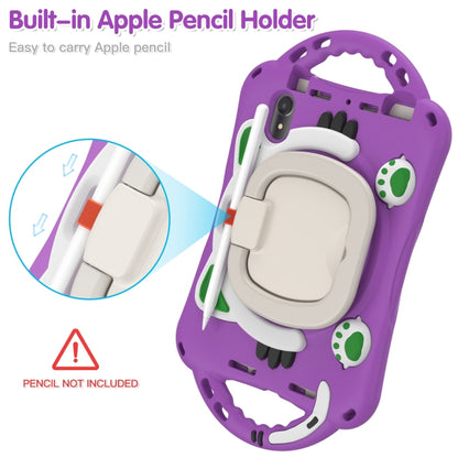 For iPad mini 6 / mini 2024 Cute Cat King Kids Shockproof Silicone Tablet Case with Holder & Shoulder Strap & Handle(Purple) by bashfashion