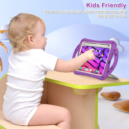 For iPad mini 6 / mini 2024 Cute Cat King Kids Shockproof Silicone Tablet Case with Holder & Shoulder Strap & Handle(Purple) by bashfashion