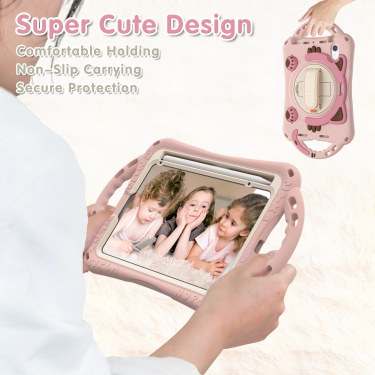 For iPad mini 6 / mini 2024 Cute Cat King Kids Shockproof Silicone Tablet Case with Holder & Shoulder Strap & Handle(Pink) by bashfashion