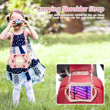 For iPad mini 6 / mini 2024 Cute Cat King Kids Shockproof Silicone Tablet Case with Holder & Shoulder Strap & Handle(Pink) by bashfashion