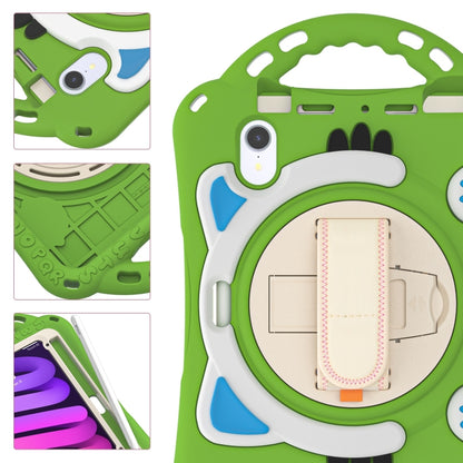 For iPad mini 6 / mini 2024 Cute Cat King Kids Shockproof Silicone Tablet Case with Holder & Shoulder Strap & Handle(Green) by bashfashion