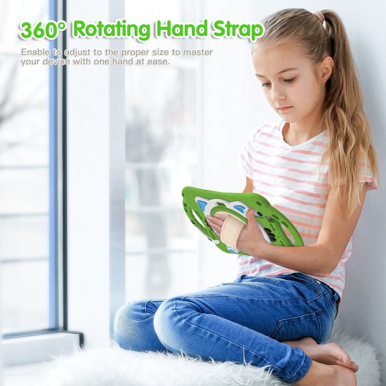 For iPad mini 6 / mini 2024 Cute Cat King Kids Shockproof Silicone Tablet Case with Holder & Shoulder Strap & Handle(Green) by bashfashion