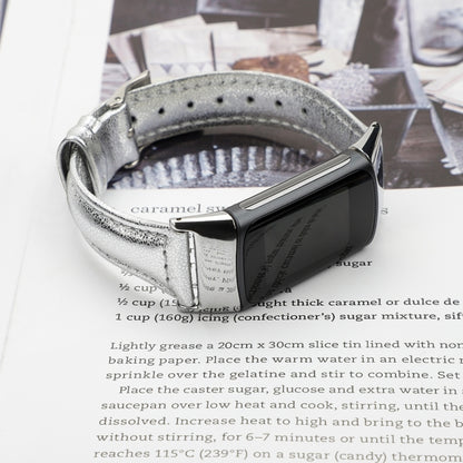 For Fitbit Charge 5 FC5-18 Leather Strap Watch Band, Size:S(Silver) by bashfashion