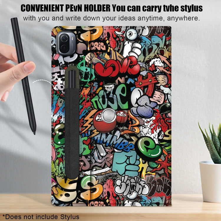 For Xiaomi Mi Pad 5 Pro 11 inch Painted 360 Degrees Rotation Tablet Leather Case with Holder(Graffiti) by bashfashion
