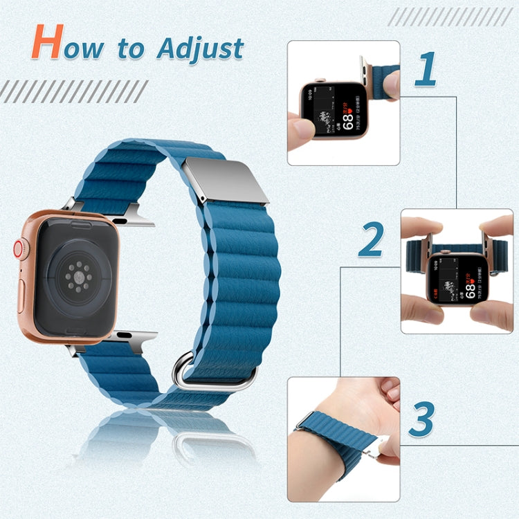 Magnetic Leather Strap Watch Band For Apple Watch Ultra 49mm&Watch Ultra 2 49mm / Series 9&8&7 45mm / SE 3&SE 2&6&SE&5&4 44mm / 3&2&1 42mm(Silver Buckle White) by bashfashion