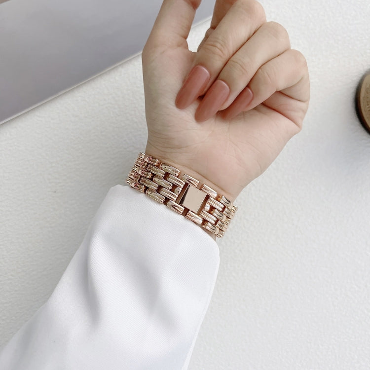 Five Baht Stripes Stainless Steel Strap Watch Band For Apple Watch Series 9&8&7 41mm / SE 3&SE 2&6&SE&5&4 40mm / 3&2&1 38mm(Silver) by bashfashion