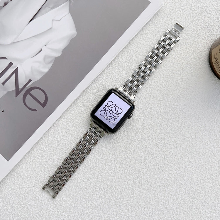 Five Baht Stripes Stainless Steel Strap Watch Band For Apple Watch Ultra 49mm&Watch Ultra 2 49mm / Series 9&8&7 45mm / SE 3&SE 2&6&SE&5&4 44mm / 3&2&1 42mm(Silver) by bashfashion