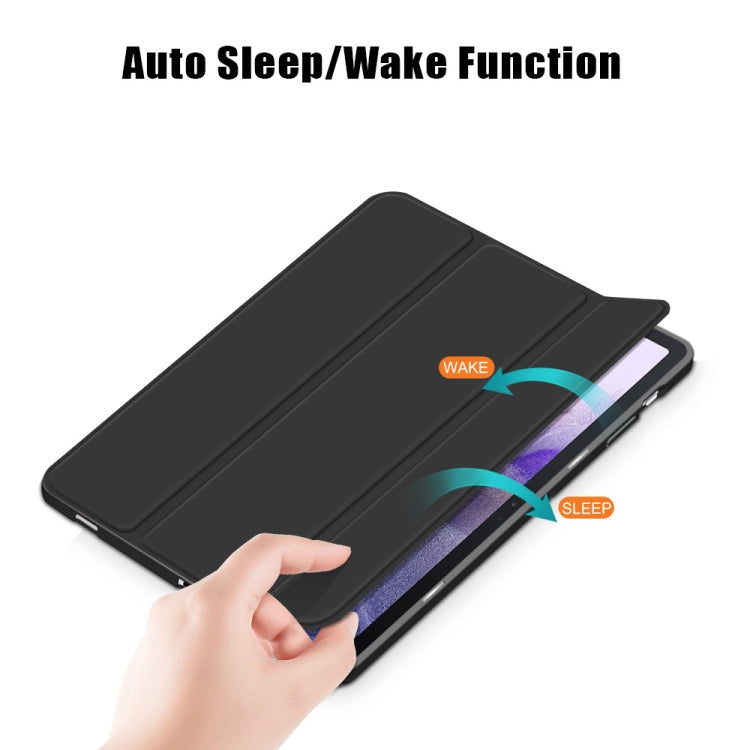 For Samsung Galaxy Tab S7 FE 12.4 Solid Color TPU Horizontal Flip Tablet Leather Case with 3-Fold Holder & Sleep / Wake-up Function(Black) by bashfashion