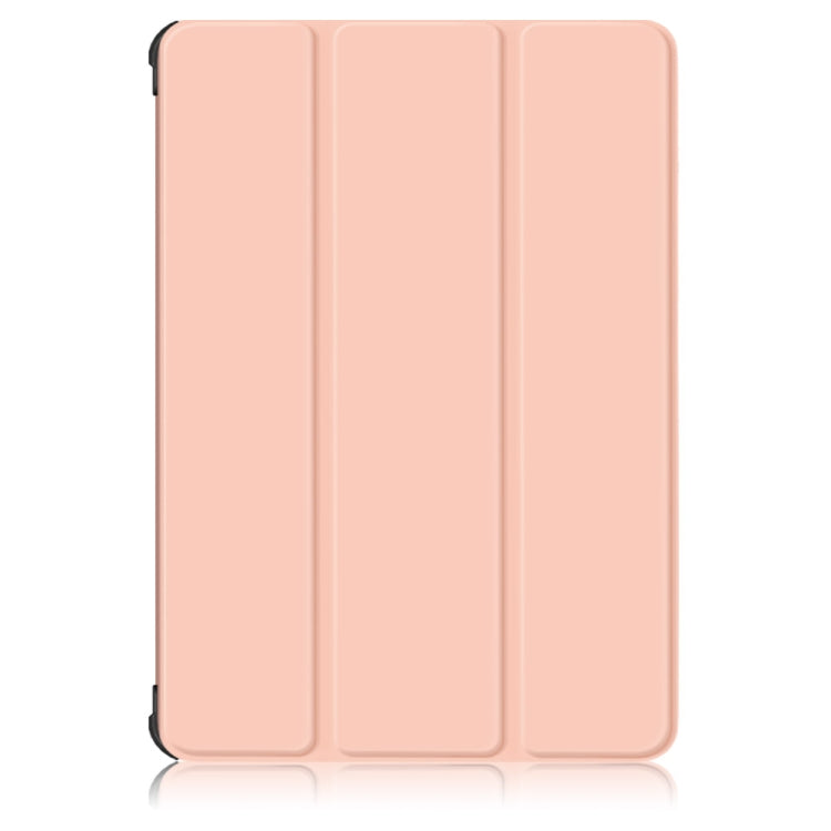 For Samsung Galaxy Tab S7 FE 12.4 Solid Color TPU Horizontal Flip Tablet Leather Case with 3-Fold Holder & Sleep / Wake-up Function(Rose Gold) by bashfashion