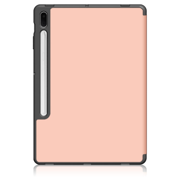 For Samsung Galaxy Tab S7 FE 12.4 Solid Color TPU Horizontal Flip Tablet Leather Case with 3-Fold Holder & Sleep / Wake-up Function(Rose Gold) by bashfashion