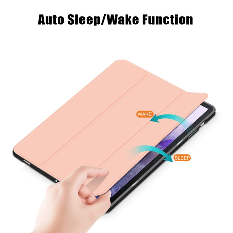 For Samsung Galaxy Tab S7 FE 12.4 Solid Color TPU Horizontal Flip Tablet Leather Case with 3-Fold Holder & Sleep / Wake-up Function(Rose Gold) by bashfashion