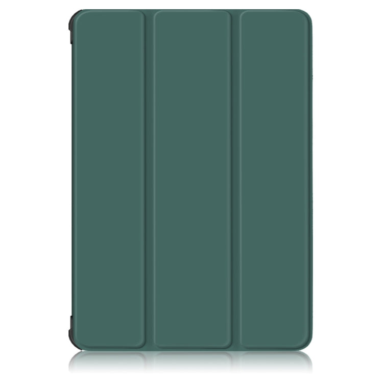 For Samsung Galaxy Tab S7 FE 12.4 Solid Color TPU Horizontal Flip Tablet Leather Case with 3-Fold Holder & Sleep / Wake-up Function(Dark Green) by bashfashion