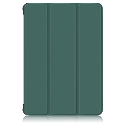 For Samsung Galaxy Tab S7 FE 12.4 Solid Color TPU Horizontal Flip Tablet Leather Case with 3-Fold Holder & Sleep / Wake-up Function(Dark Green) by bashfashion