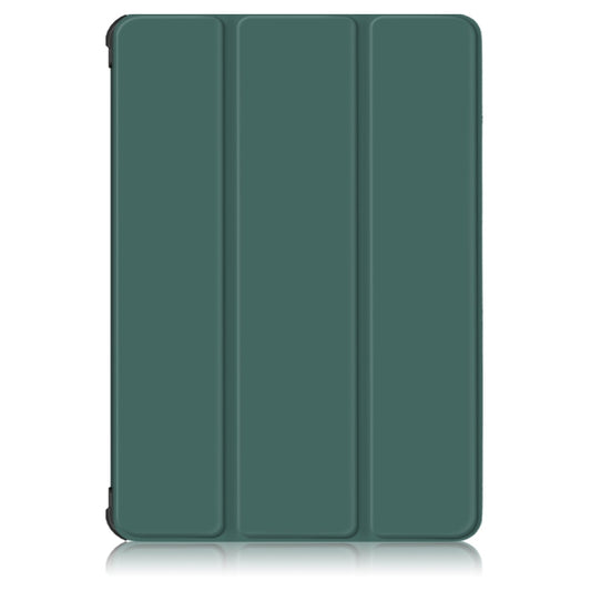 For Samsung Galaxy Tab S7 FE 12.4 Solid Color TPU Horizontal Flip Tablet Leather Case with 3-Fold Holder & Sleep / Wake-up Function(Dark Green) by bashfashion