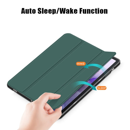 For Samsung Galaxy Tab S7 FE 12.4 Solid Color TPU Horizontal Flip Tablet Leather Case with 3-Fold Holder & Sleep / Wake-up Function(Dark Green) by bashfashion