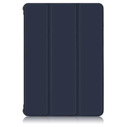 For Samsung Galaxy Tab S7 FE 12.4 Solid Color TPU Horizontal Flip Tablet Leather Case with 3-Fold Holder & Sleep / Wake-up Function(Dark Blue) by bashfashion