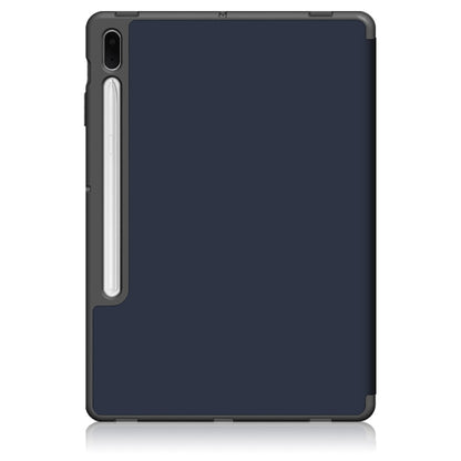 For Samsung Galaxy Tab S7 FE 12.4 Solid Color TPU Horizontal Flip Tablet Leather Case with 3-Fold Holder & Sleep / Wake-up Function(Dark Blue) by bashfashion