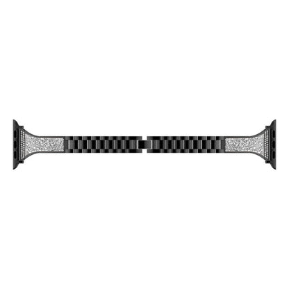 Diamond Encrusted Leather Strap Watch Band For Apple Watch Series 9&8&7 41mm / SE 3&SE 2&6&SE&5&4 40mm / 3&2&1 38mm(Black) by bashfashion