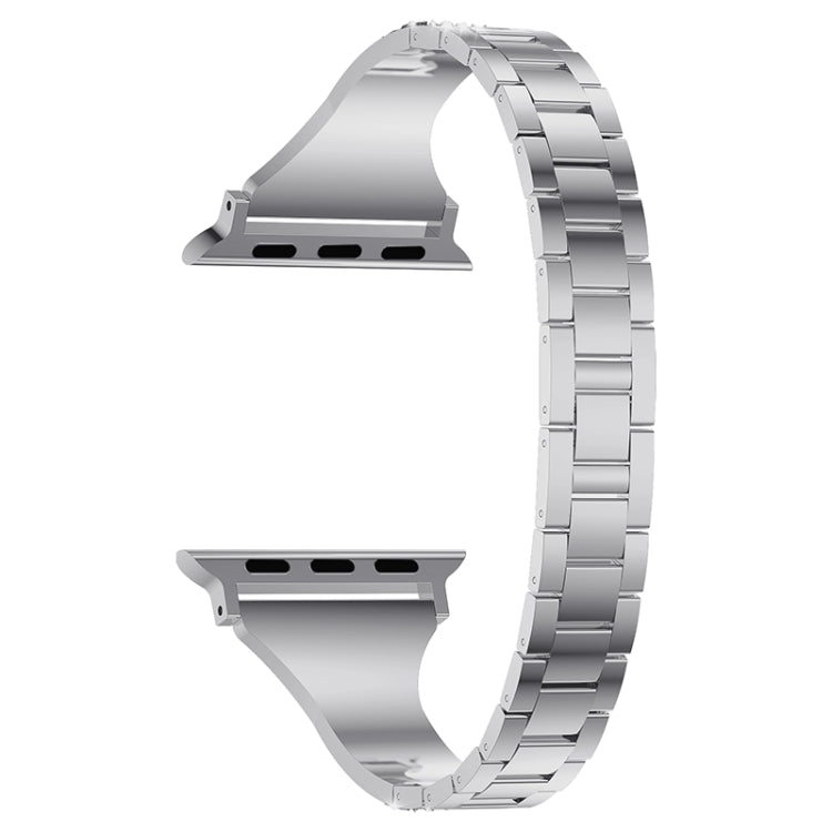Diamond Encrusted Leather Strap Watch Band For Apple Watch Series 9&8&7 41mm / SE 3&SE 2&6&SE&5&4 40mm / 3&2&1 38mm(Silver) by bashfashion