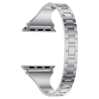 Diamond Encrusted Leather Strap Watch Band For Apple Watch Series 9&8&7 41mm / SE 3&SE 2&6&SE&5&4 40mm / 3&2&1 38mm(Silver) by bashfashion