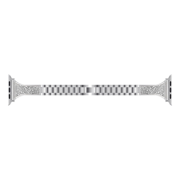 Diamond Encrusted Leather Strap Watch Band For Apple Watch Series 9&8&7 41mm / SE 3&SE 2&6&SE&5&4 40mm / 3&2&1 38mm(Silver) by bashfashion