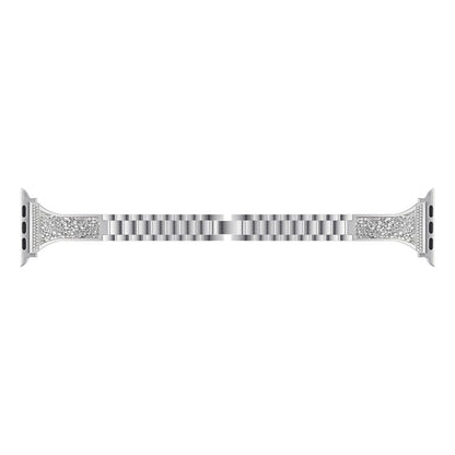 Diamond Encrusted Leather Strap Watch Band For Apple Watch Series 9&8&7 41mm / SE 3&SE 2&6&SE&5&4 40mm / 3&2&1 38mm(Silver) by bashfashion