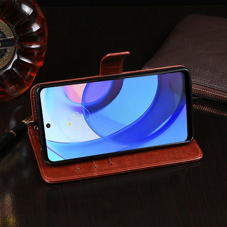 For Motorola Moto E30 idewei Crazy Horse Texture Leather Phone Case(Dark Blue) by idewei