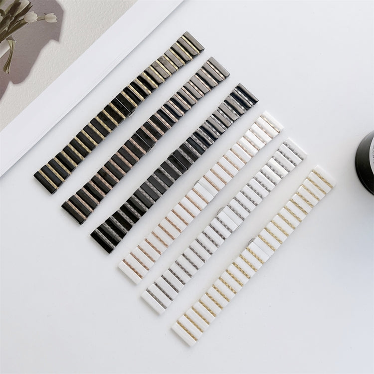 20mm Ceramic One-bead Steel Watch Band(Black Rose Gold) by bashfashion