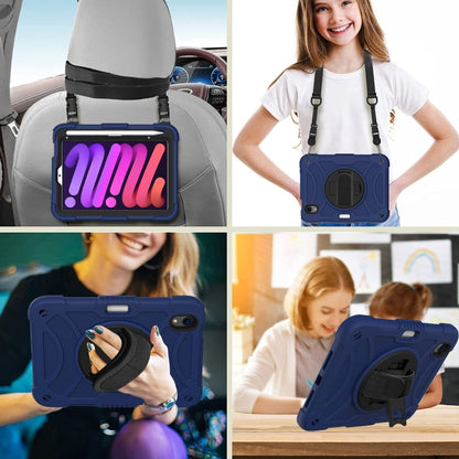 For iPad mini 6 / mini 2024 PC Hybrid Silicone Tablet Case with Holder & Hand Strap & Shoulder Strap(Navy Blue) by bashfashion