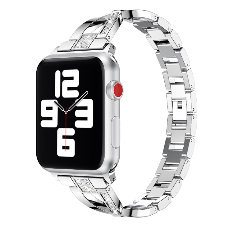 Diamond Encrusted Stainless Steel Strap Watch Band For Apple Watch Ultra 49mm&Watch Ultra 2 49mm / Series 9&8&7 45mm / SE 3&SE 2&6&SE&5&4 44mm / 3&2&1 42mm(Silver) by bashfashion