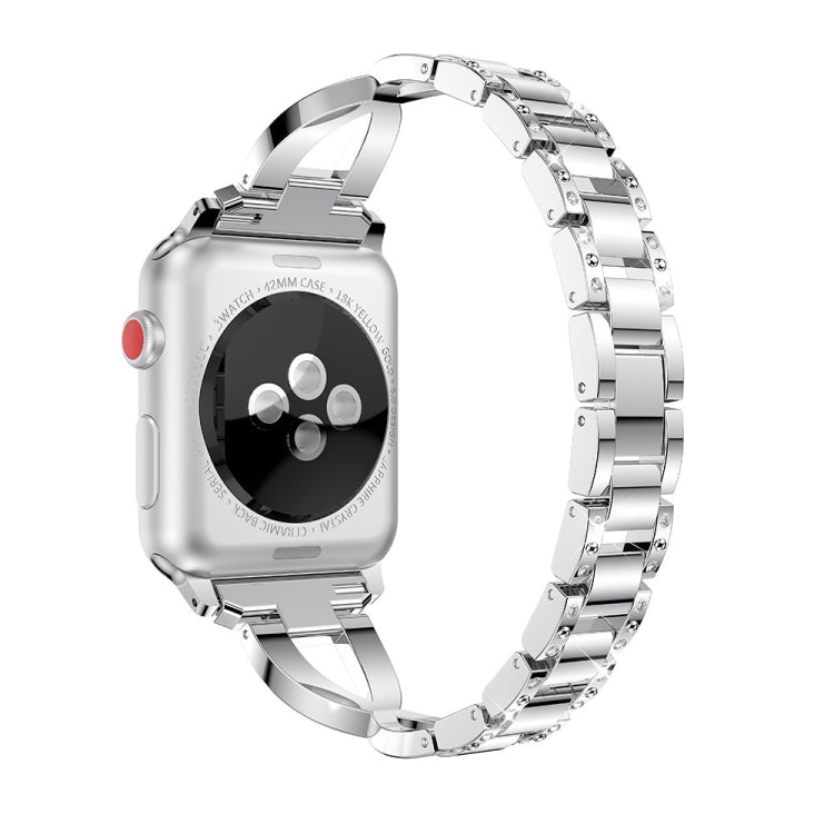 Diamond Encrusted Stainless Steel Strap Watch Band For Apple Watch Ultra 49mm&Watch Ultra 2 49mm / Series 9&8&7 45mm / SE 3&SE 2&6&SE&5&4 44mm / 3&2&1 42mm(Silver) by bashfashion