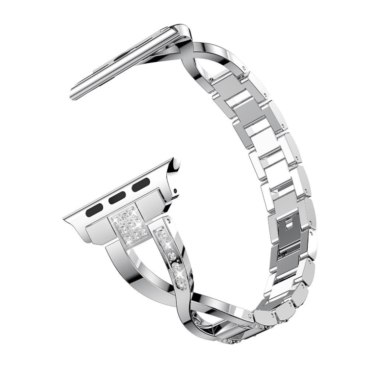 Diamond Encrusted Stainless Steel Strap Watch Band For Apple Watch Ultra 49mm&Watch Ultra 2 49mm / Series 9&8&7 45mm / SE 3&SE 2&6&SE&5&4 44mm / 3&2&1 42mm(Silver) by bashfashion