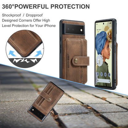 For Google Pixel 6 JEEHOOD RFID Blocking Anti-Theft Wallet Phone Case(Brown) by JEEHOOD