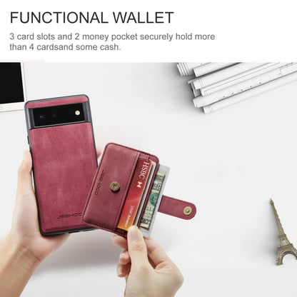 For Google Pixel 6 JEEHOOD RFID Blocking Anti-Theft Wallet Phone Case(Red) by JEEHOOD