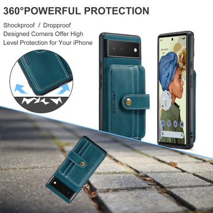 For Google Pixel 6 Pro JEEHOOD RFID Blocking Anti-Theft Wallet Phone Case(Blue) by JEEHOOD